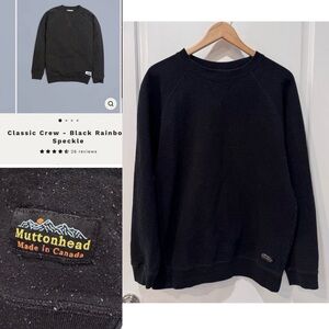 Muttonhead Black Speckled rainbow crewneck Sweatshirt size large made in Canada